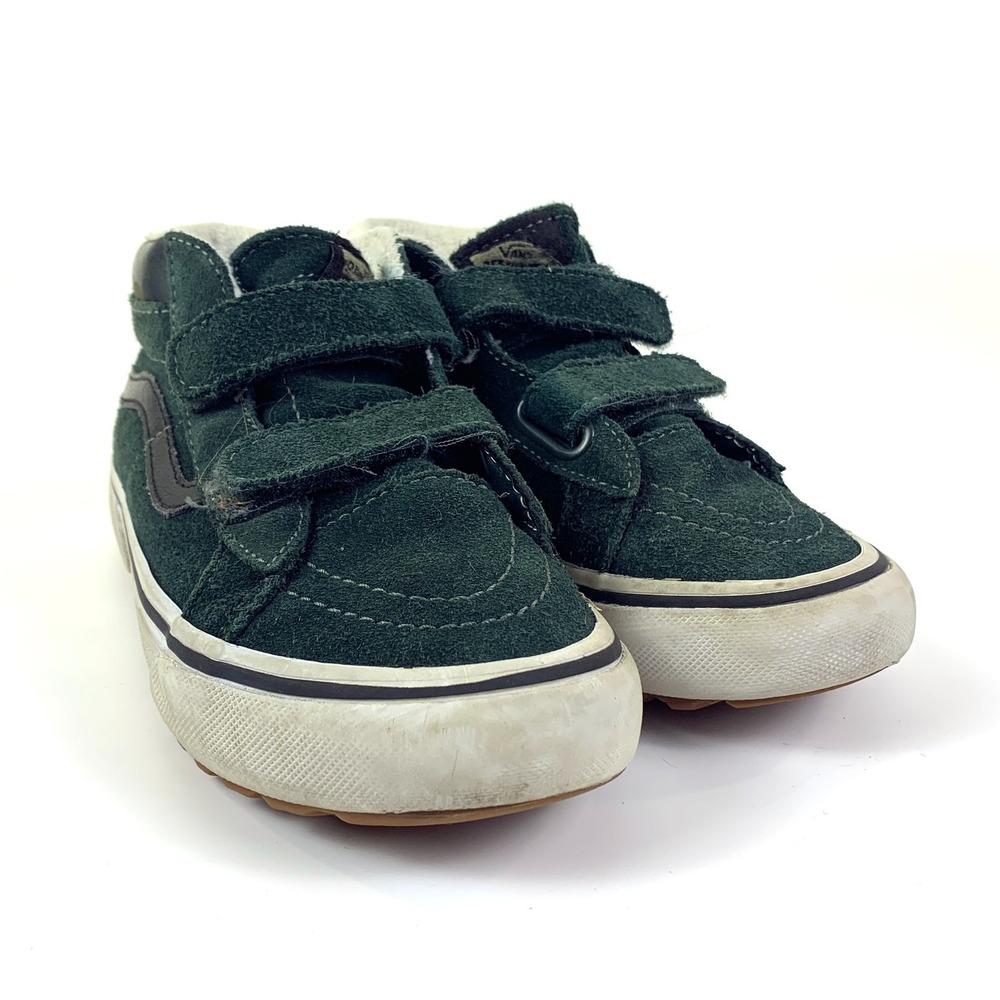Vans Sk8‎ Mid MTE Hook & Loop Strap Shoes Kids 1.5 Green White Camo Skate Street